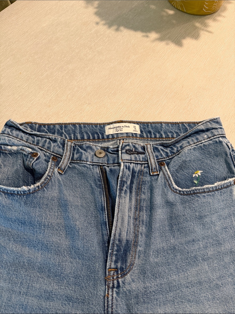 Abercrombie & Fitch Light Blue Denim Jeans with Daisy Detail